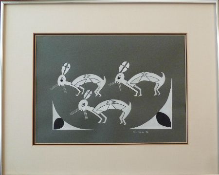 Pastels & Pen 'Tres Conejos', by Po'-tsunu 1974